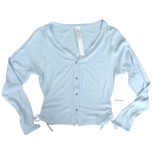 Lululemon Side-Cinch Ribbed Cardigan Powder Blue Size 6 - Picture 7 of 11
